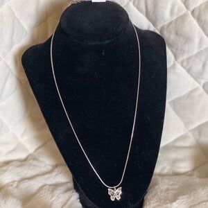 Elegant Silver Butterfly Pendant Necklace